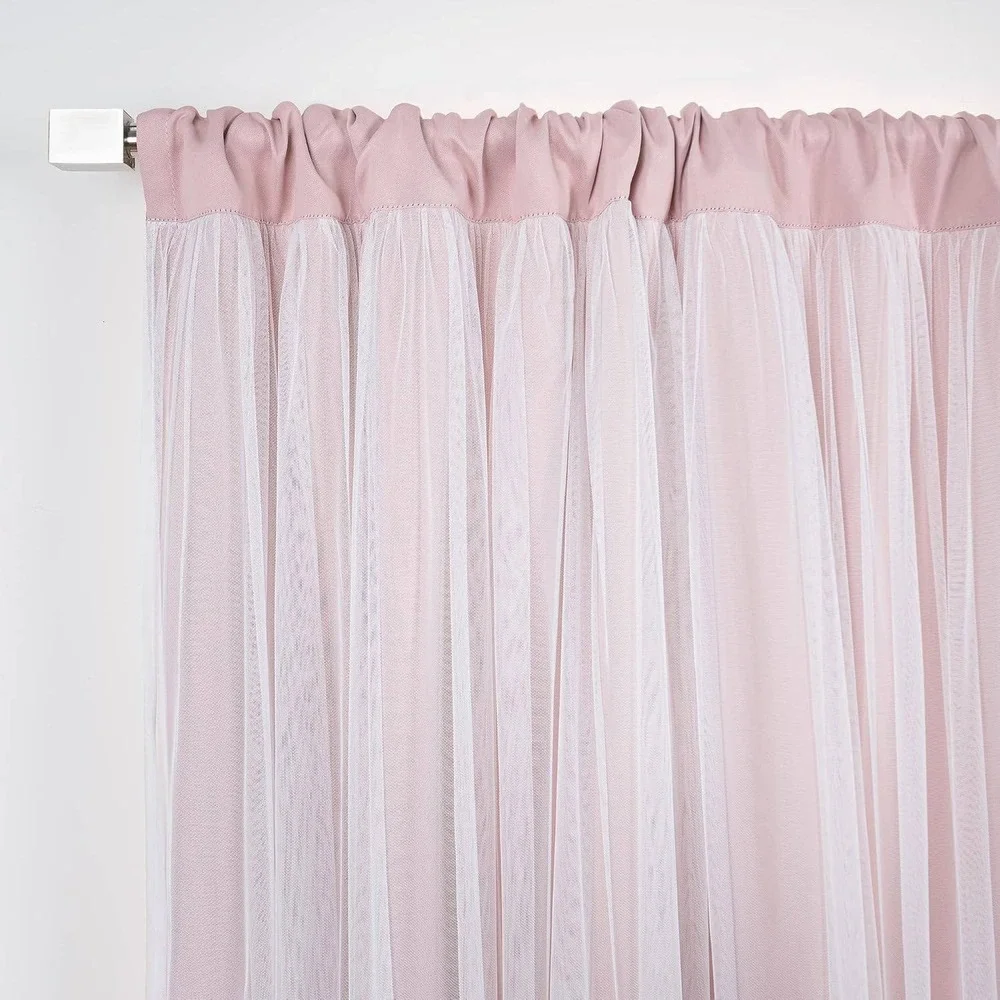 Best Home Fashion Curtain Set 52x96 Dusty Pink Excellent Lace Overlay Rod Pocket
